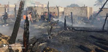 إصابة شخص في حريق بـ3 عشش بإحدى قرى بني سويف