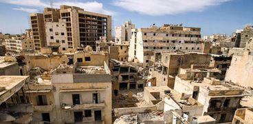 آثار الدمار فى ليبيا بسبب الميليشيات المسلحة