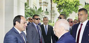 الرئيس عبدالفتاح السيسى أثناء استقبال نظيره التونسى