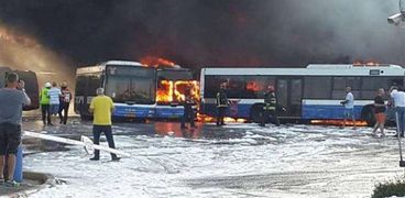 حريق محطة حافلات إسرائيلية