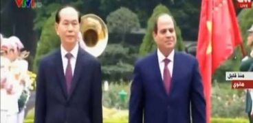 الرئيس السيسي خلال استقبال الرئيس الفيتنامي