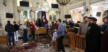 جانب من تفجير كنيسة مار جرجس بمدينة طنطا