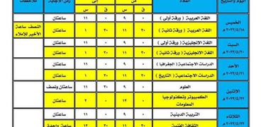 جدول امتحانات الشهادة الإعدادية محافظة المنوفية 2023 الترم الثاني