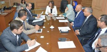 وزيرة الهجرة خلال اجتماعها باللجنة الوطنية لاعداد قاعدة بيانات المصريين بالخارج