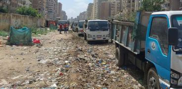 رفع القمامة من محيط قطار أبو قير