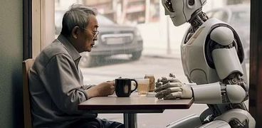 روبوت وإنسان
