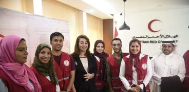 غادة والي خلال افتتاح تطوير بنك الدم المركزي للهلال الأحمر المصري