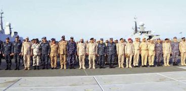 جانب من القادة والضباط المشاركين فى التدريب البحرى «الموج الأحمر - 1»