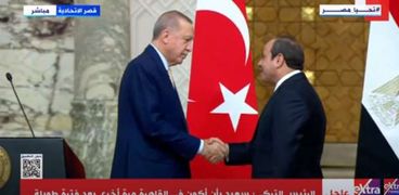 جانب من لقاء الرئيسين السيسي وأردوغان
