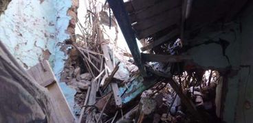 جانب من انهيار منزل ببني سويف