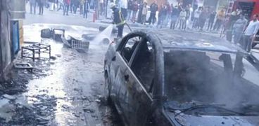 حريق في مخزن مطعم يمتد إلي سيارة في مدينة مرسى مطروح