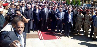 الوزراء والمسئولون خلال الاحتفال بالذكرى السنوية لعودة «طابا» إلى مصر