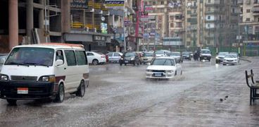 الأمطار بمدينة المنصورة