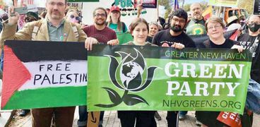 مظاهرة لحزب الخضر الأمريكى للدعوة للوقف الفورى لإطلاق النار فى غزة وتحرير فلسطين