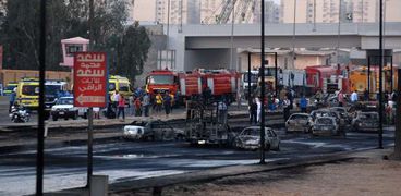 حادث حريق خط بترول طريق مصر إسماعيلية