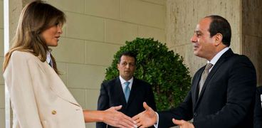الرئيس السيسي وقرينته يستقبلان ميلانيا ترامب في قصر الاتحادية