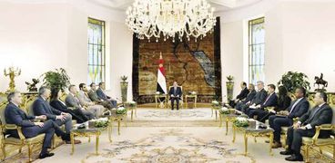 الرئيس السيسى خلال لقائه مع وفد مجلس النواب الأمريكى لبحث الأزمة السودانية