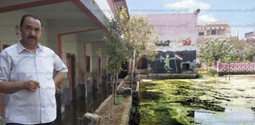 مياه الصرف الصحى تغرق المدارس بقرية الميمون فى بنى سويف