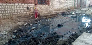 بالصور| مياه الصرف تحاصر 20 ألف مواطن في قرية "قمبش" ببني سويف