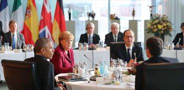 لقاء القادة الاوروبيون الرئيسيون وباراك أوباما