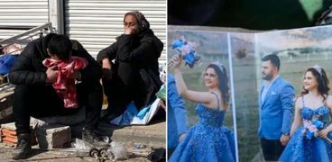 شاب يبكي على رحيل عروسه في أنقاض تركيا
