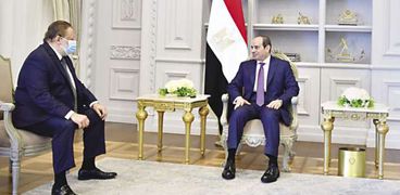 الرئيس عبدالفتاح السيسي خلال لقائه حسن عبدالله القائم بأعمال محافظ البنك المركزي