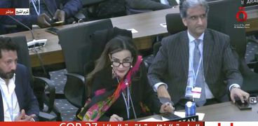 مندوبة دولة باكستان بقمة المناخ خلال إلقاء كلمتها بالجلسة الختامية