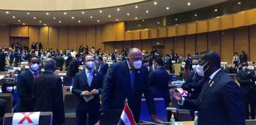 وزير الخارجية سامح شكري خلال مشاركته في القمة الأفريقية 35