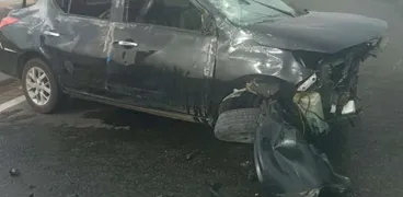 حادث سيارة ملاكي مع دراجة نارية بدائري الفيوم
