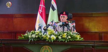 الفريق محمد حجازي، قائد قوات الدفاع الجوي في المؤتمر الصحفي