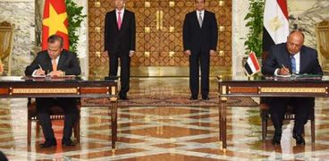 الرئيسان «السيسى وكوانج» يشهدان توقيع إحدى الاتفاقيات بين البلدين