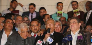 قيادات «الوفد» خلال الإعلان عن فوز «أبوشقة» لرئاسة الحزب