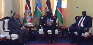 سامح شكري مع رئيس جنوب السودان سلفا كير