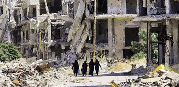 آثار الدمار على المنشآت السكنية فى حلب بسبب الحرب السورية «أ. ف. ب»