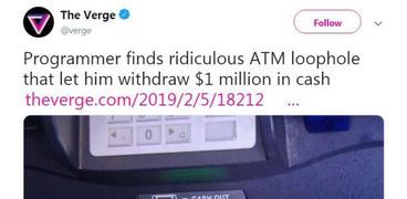 مبرمج صيني يكتشف ثغرة مكنته من سحب مليون دولار نقدا من "ATM"