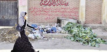 القمامة تحاصر أسوار المدارس فى الإسكندرية