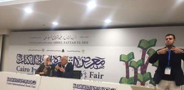 أحمد أبو الغيط الأمين العام لجامعة الدول العربية خلال ندوته بمعرض الكتاب