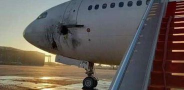 الطائرة المتضررة باستهداف مطار بغداد الدولي