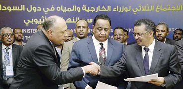 وزراء خارجية مصر والسودان وإثيوبيا خلال اجتماع سابق