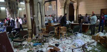 آثار الدمار فى مسجد رابعة