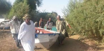 جانب من أعمال استقبال الفيضان فى السودان