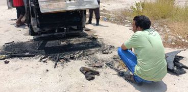 صورة السيارة المحترقة في الإسماعيلية