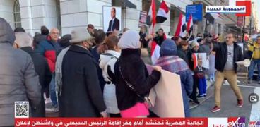 الجالية المصرية أمام مقر إقامة الرئيس في واشنطن