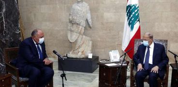 الرئيس اللبناني ميشال عون يستقبل وزير الخارجية سامح شكري