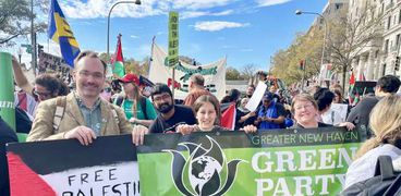 عناصر حزب «الخضر» الأمريكي في مظاهرة لوقف إطلاق النار في غزة