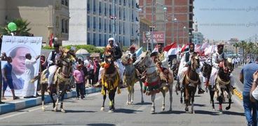 الخيول العربية وفرسان مطروح بشكل بارز خلال إحتفالات مطروح بعيدها القومى