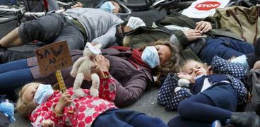 تظاهرة في العاصمة البريطانية لندن ضد مخاطر تلوث الهواء على الأطفال