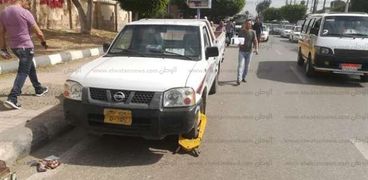 سيارة الحكومة مكلبشة فى كفر الشيخ