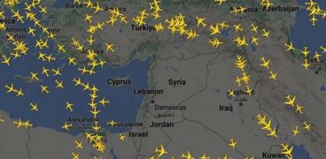 المجال الجوي في الشرق الأوسط لحظة الهجوم الإيراني على إسرائيل