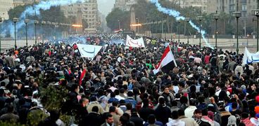 جانب من مظاهرات «ثورة 25 يناير» بالقرب من ميدان التحرير
